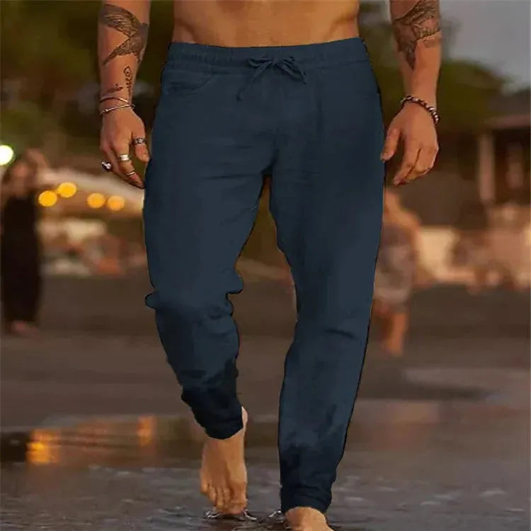 Men's Solid Color Cotton Linen Loose Beach Casual Pants - Bellarte Enchanté Men's Solid Color Cotton Linen Loose Beach Casual Pants